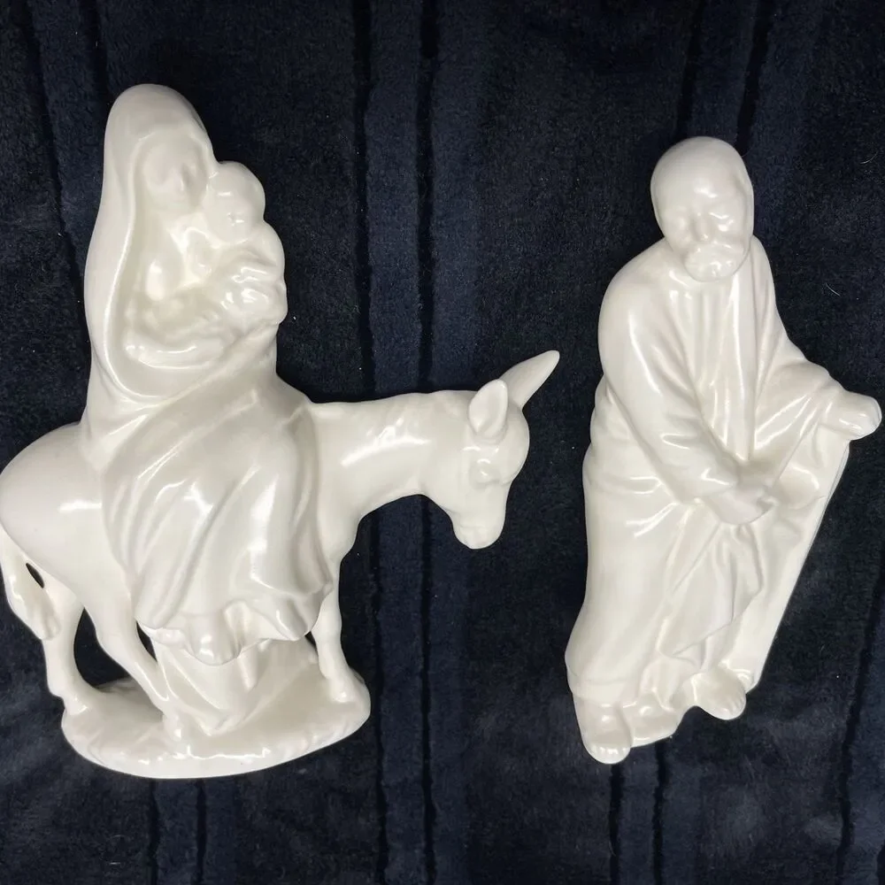 Vintage Set Holland Mold Ceramic Holy Family Figurines Mary Joseph Baby Jesus